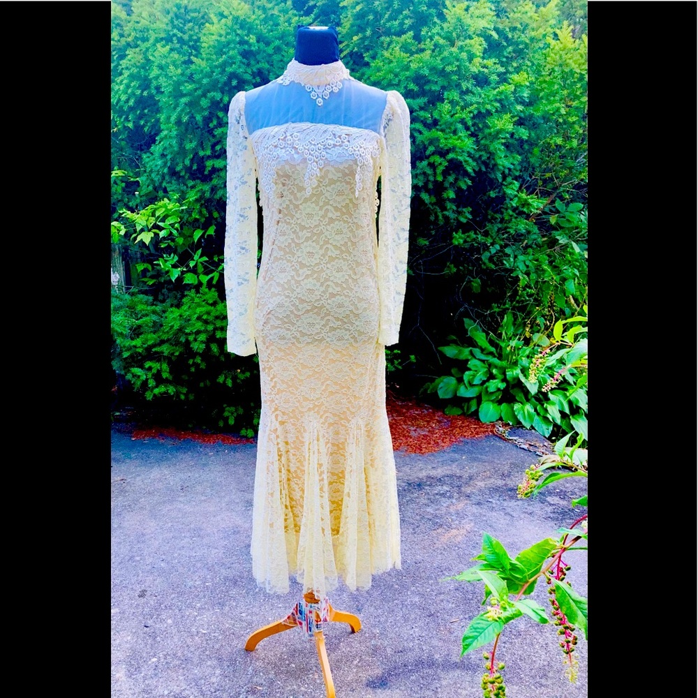 Vintage Greg Adams Lace n Sheer Wedding or Special Occasion Dress.